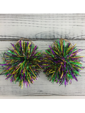 ITS Mardi Gras Tinsel Pompom Hoop Earrings {Multi}