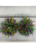 ITS Mardi Gras Tinsel Pompom hoop earrings