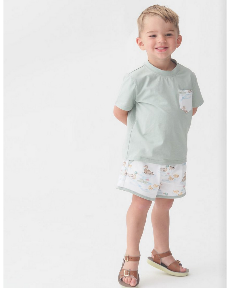 Cypress Row 253770S Darling Ducks Beckham Play Short Set  {Sage} S26