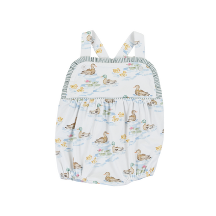 Cypress Row 253850S Darling Ducks Sarabeth Sunsuit {White/Sage} S26