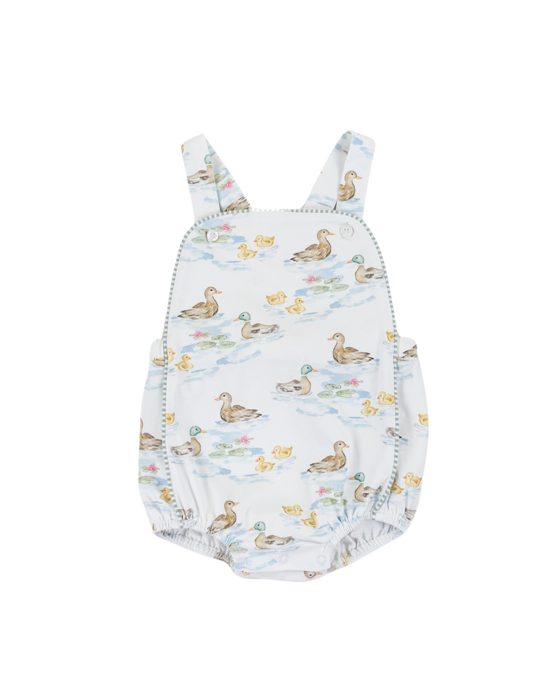 Cypress Row 253862S Darling Ducks Silas Sunsuit {White/Sage} S26