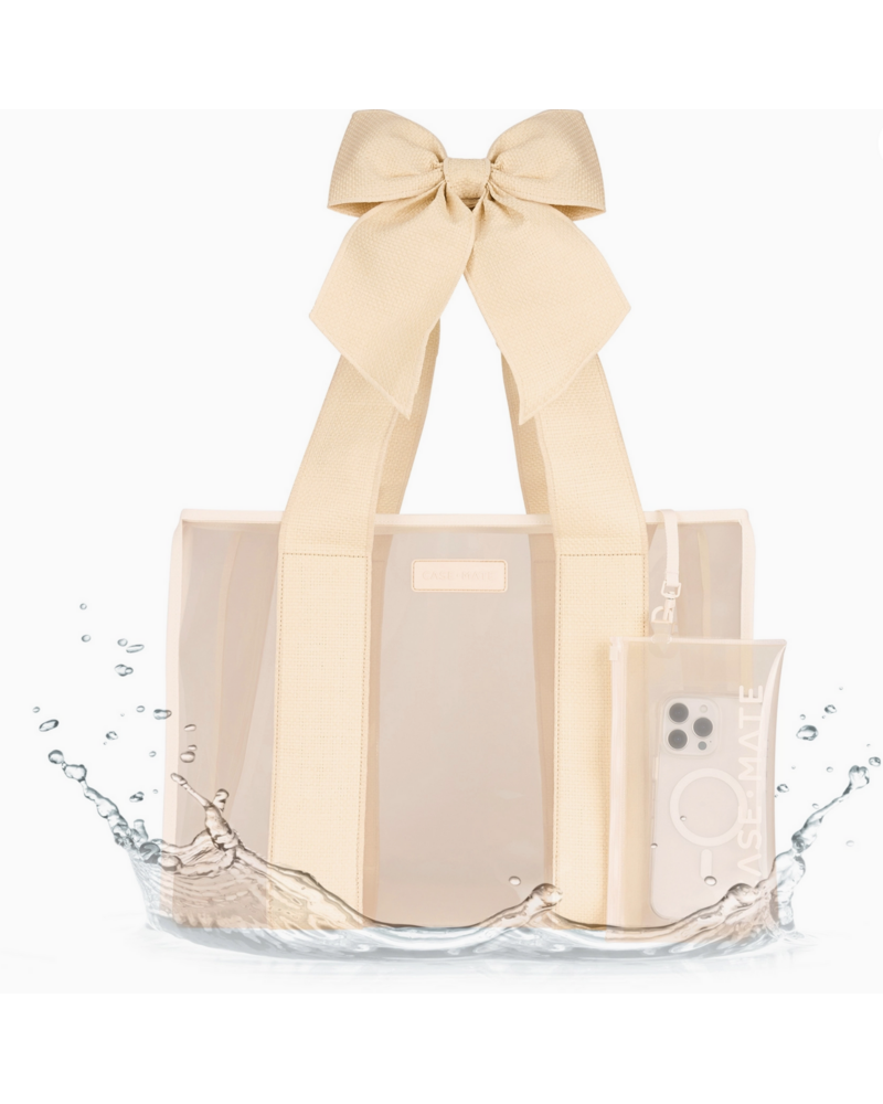 Case-Mate Ecru Raffia Bow Jelly Totebag {Ecru}