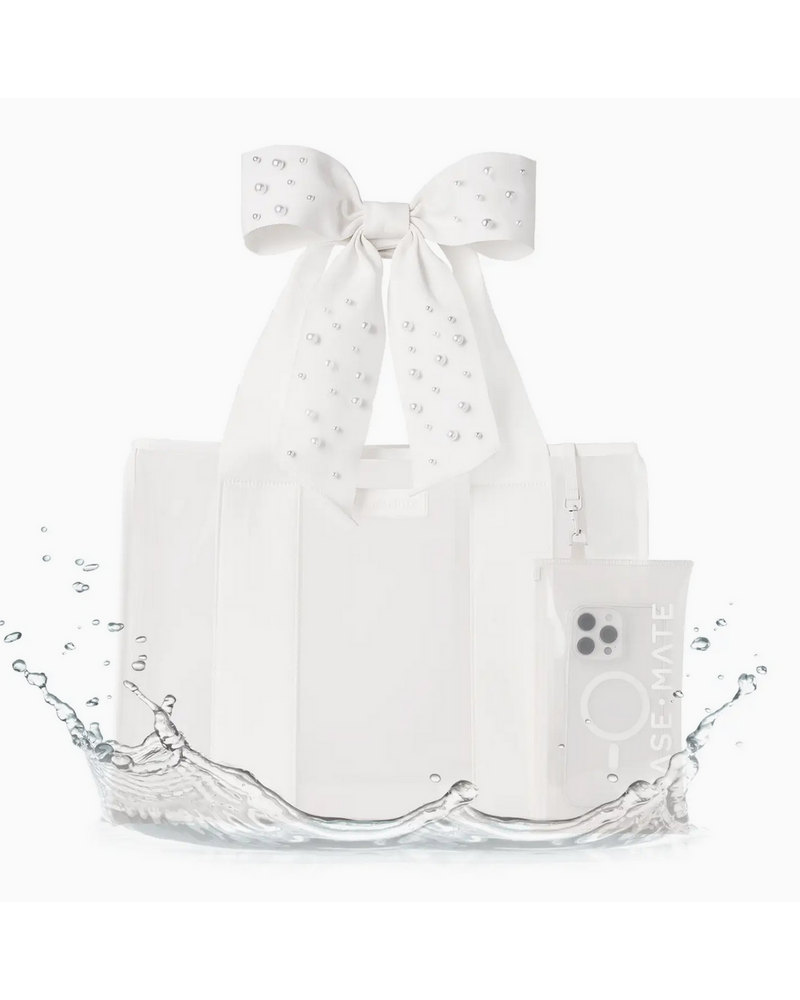 Case-Mate Ivory Pearl Bow Jelly Totebag {Ivory}