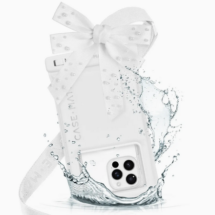Case-Mate Ivory Pearl Bow Waterproof Floating Pouch {Ivory}