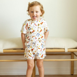 Southern Slumber Crawfish Boil Bamboo Short Set {Wht/Red/Ywl}