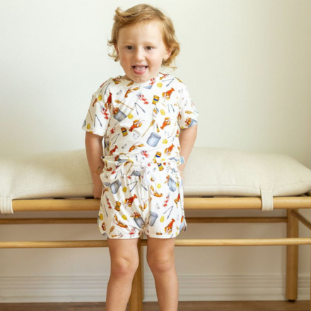 Southern Slumber Crawfish Boil Bamboo Short Set {Wht/Red/Ywl}