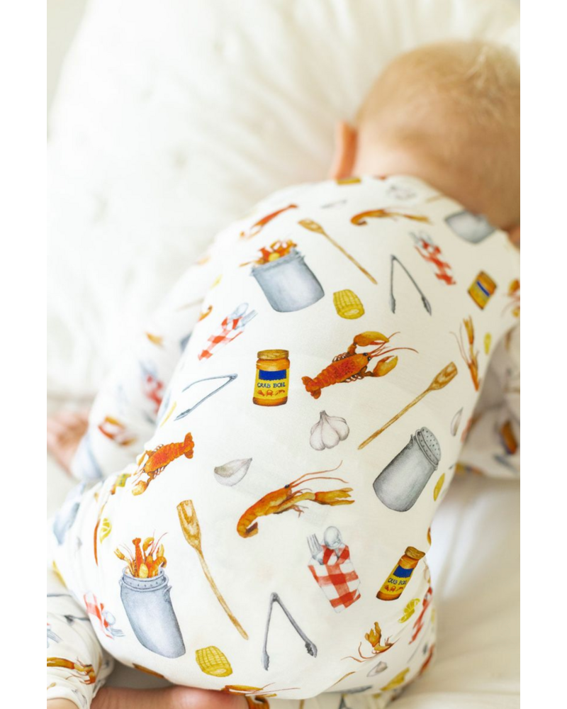 Southern Slumber Crawfish Boil Double Zipper Bamboo Sleeper {Wht/Red/Ywl}