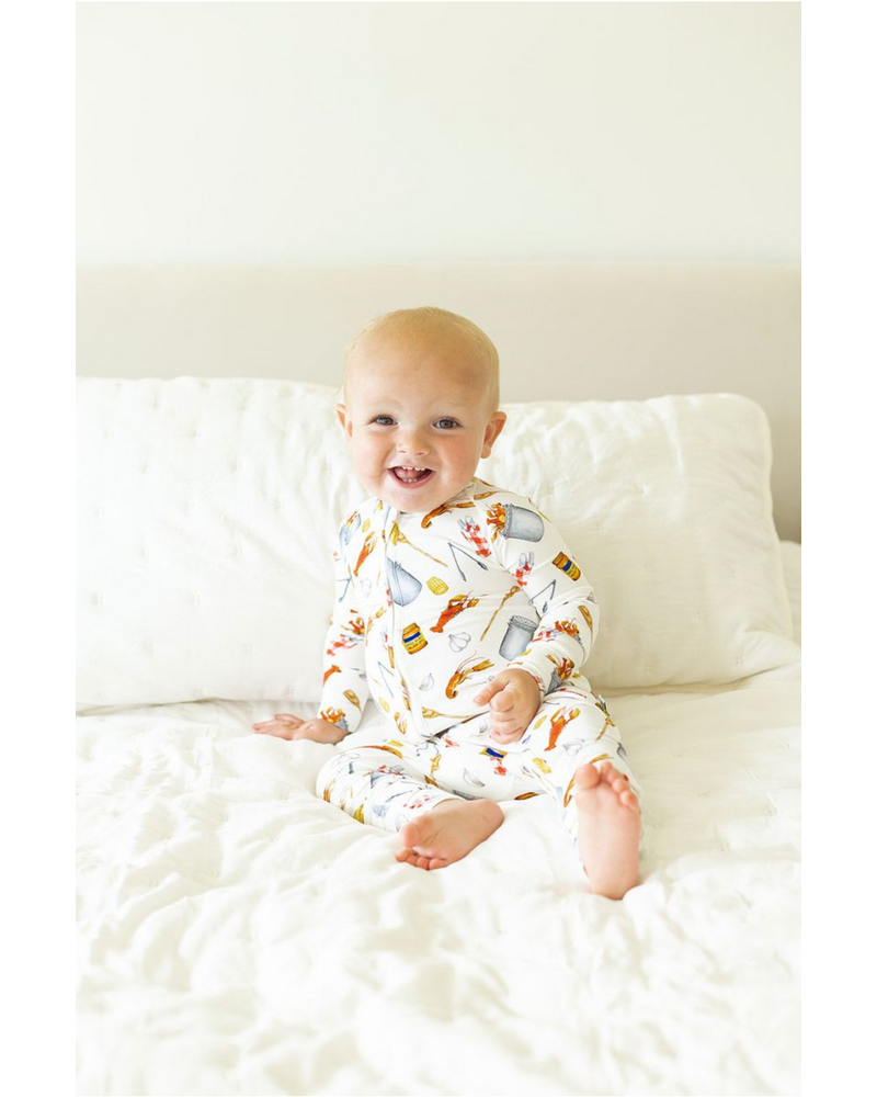 Southern Slumber Crawfish Boil Double Zipper Bamboo Sleeper {Wht/Red/Ywl}