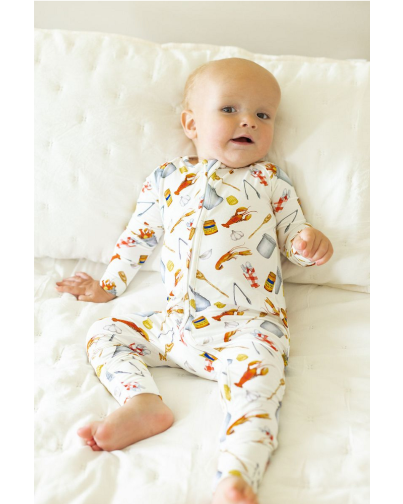 Southern Slumber Crawfish Boil Double Zipper Bamboo Sleeper {Wht/Red/Ywl}