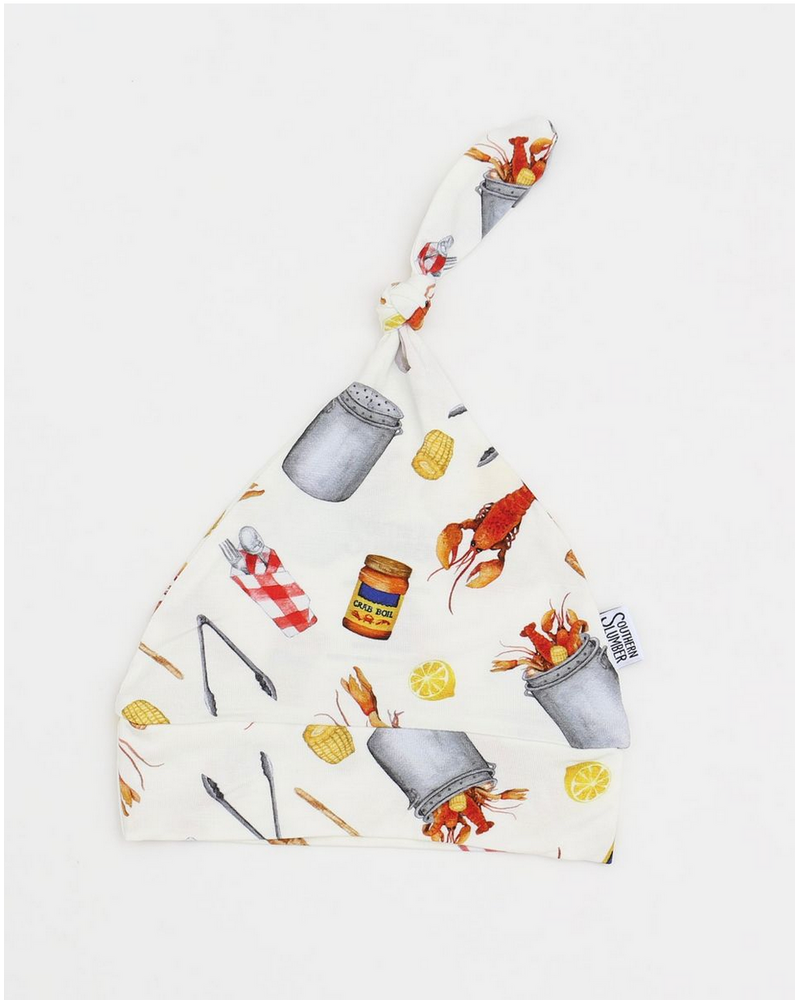 Southern Slumber Crawfish Boil Bamboo Knotted Hat {Wht/Red/Ywl}
