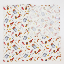 Southern Slumber Crawfish Boil Bamboo Swaddle Blanket {Wht/Red/Ywl}