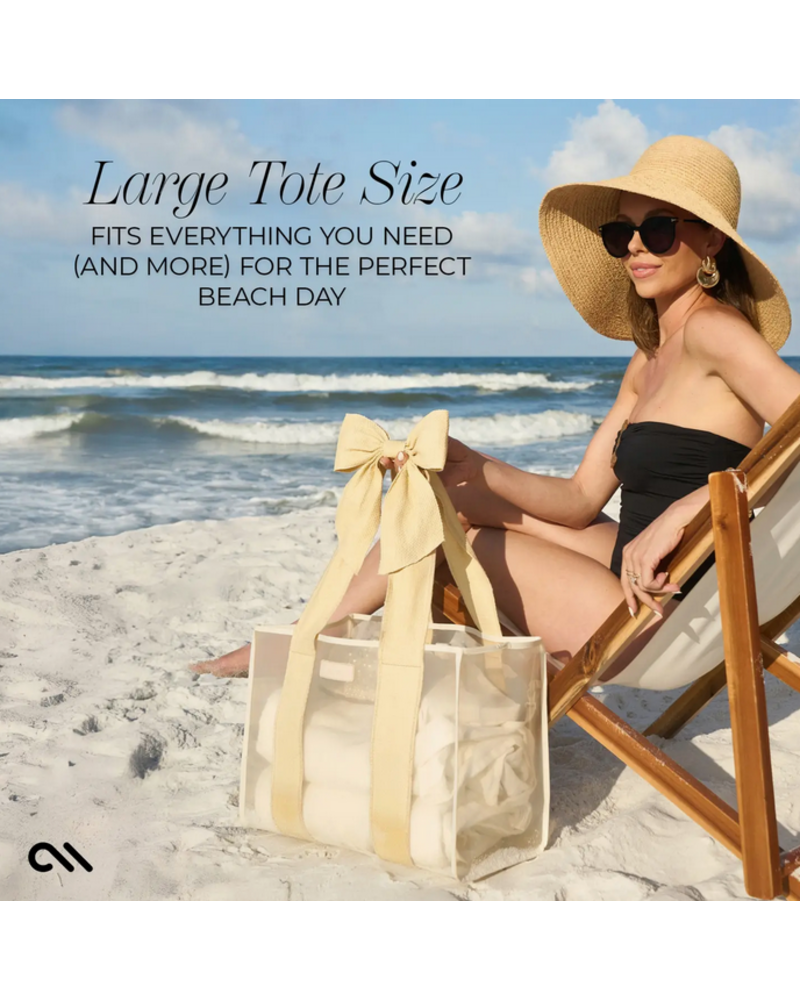 Case-Mate Ecru Raffia Bow Jelly Totebag {Ecru}