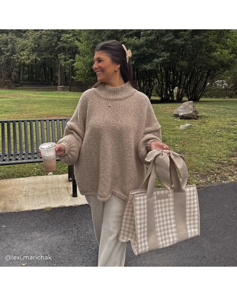 Case-Mate Latte Gingham Bow Jelly Totebag {Latte}