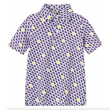 Meripex LSU La Boot Printed Dry Fit Polo Shirts {White}