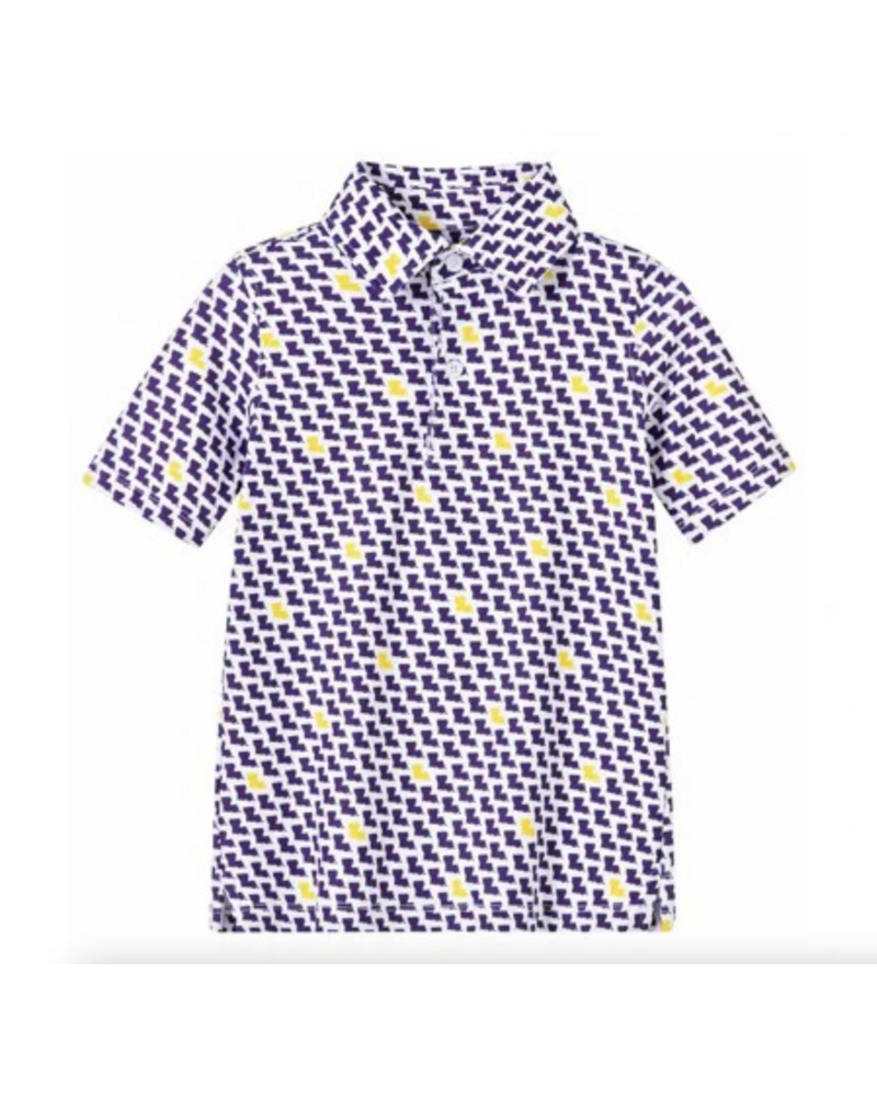 Meripex LSU La Boot Printed Dry Fit Polo Shirts {White}