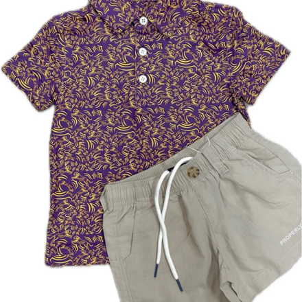 Meripex Tiger Polo Shirt {Purple/Gold}
