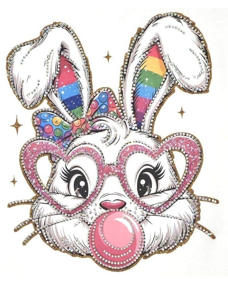 M.L. Kids Rhinestone Bubblegum Bunny Tee {White}