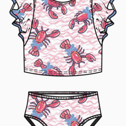 Ruffle Butts Lobster Lagoon Butterfly Tankini 2Pc Swimsuit