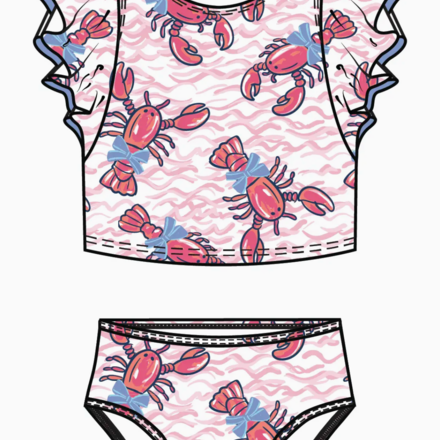 Ruffle Butts Lobster Lagoon Butterfly Tankini 2Pc Swimsuit