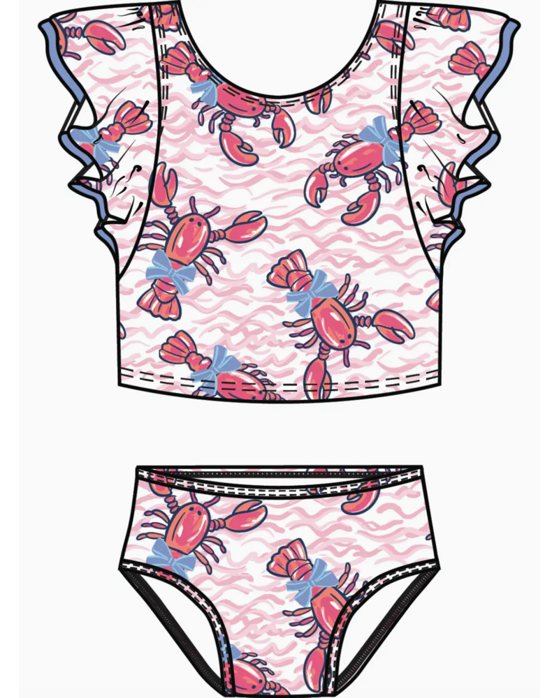 Ruffle Butts Lobster Lagoon Butterfly Tankini 2Pc Swimsuit
