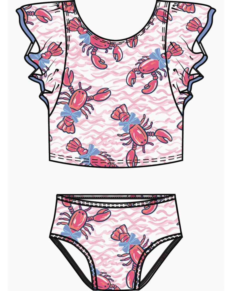 Ruffle Butts Lobster Lagoon Butterfly Tankini 2Pc Swimsuit
