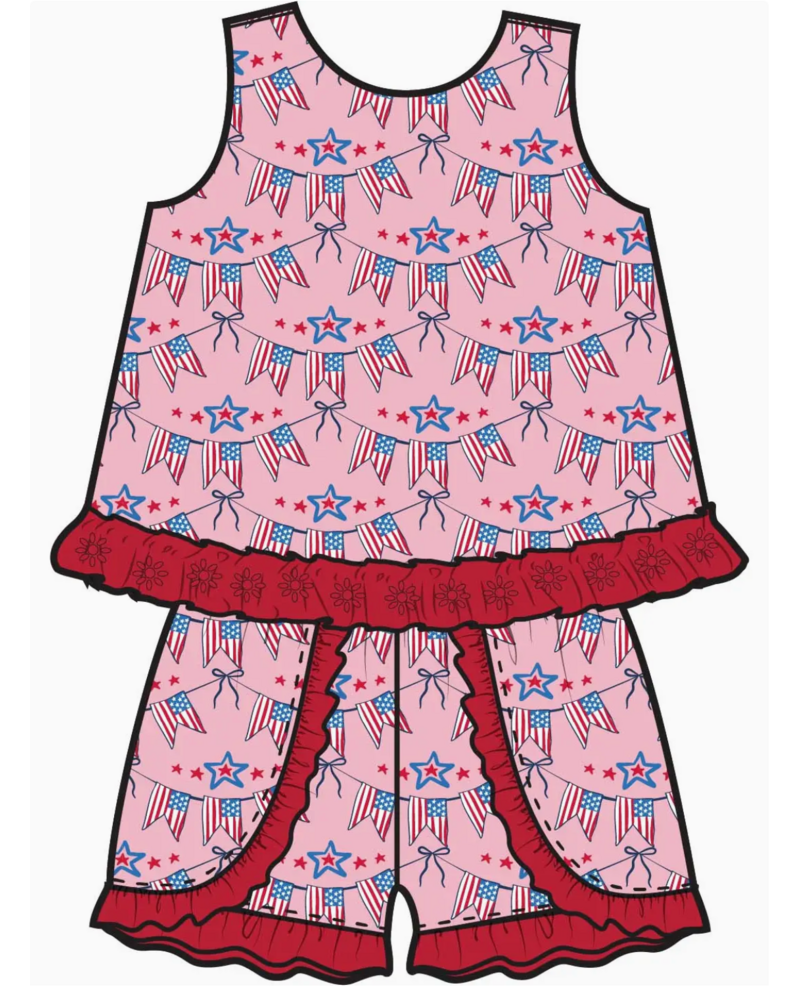 Ruffle Butts American Sweetheart Swing Top & Short Set