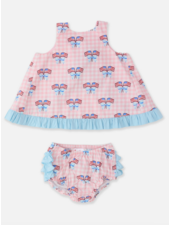 Ruffle Butts Baby Girls Patriotic Gingham Ruffle Swing Set