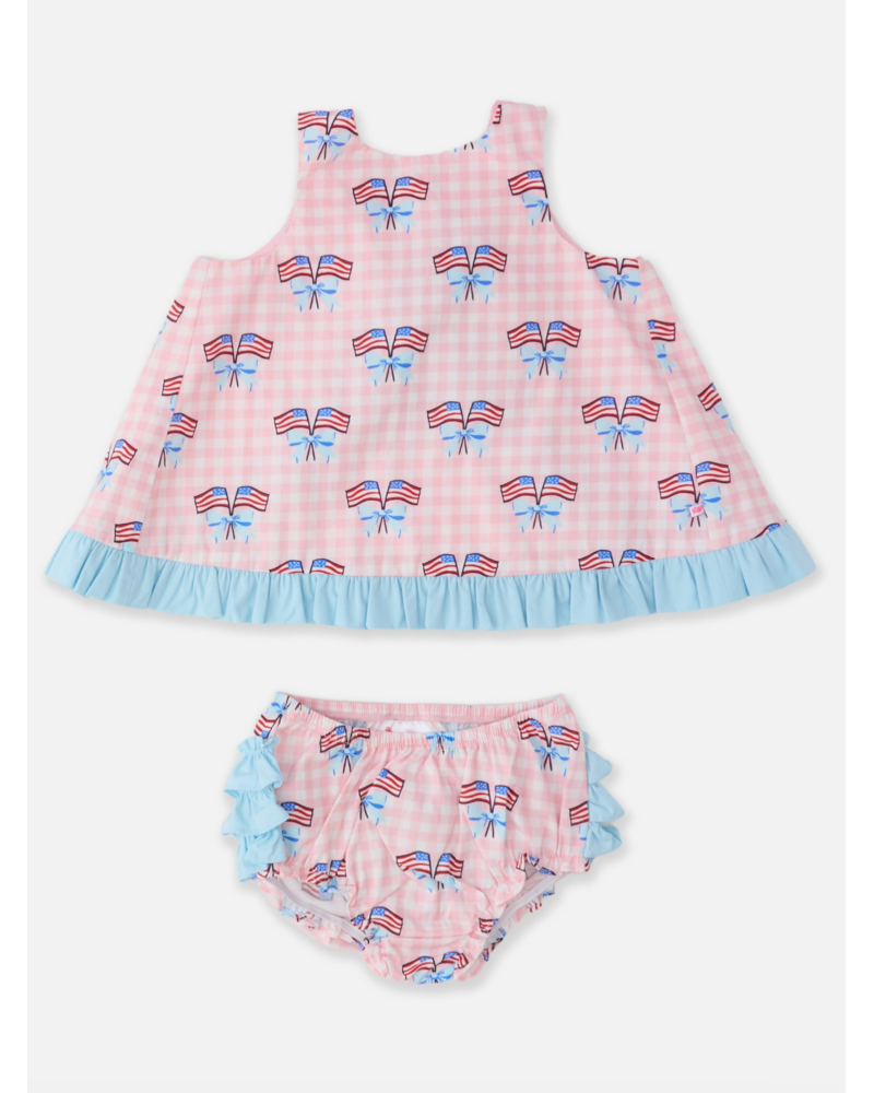 Ruffle Butts Baby Girls Patriotic Gingham Ruffle Swing Set
