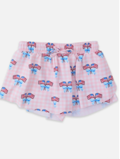Ruffle Butts Girls Patriotic Gingham Active Butterfly Shorts