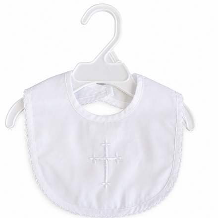 Petit Ami 2506 Christening Cross Bib {White}