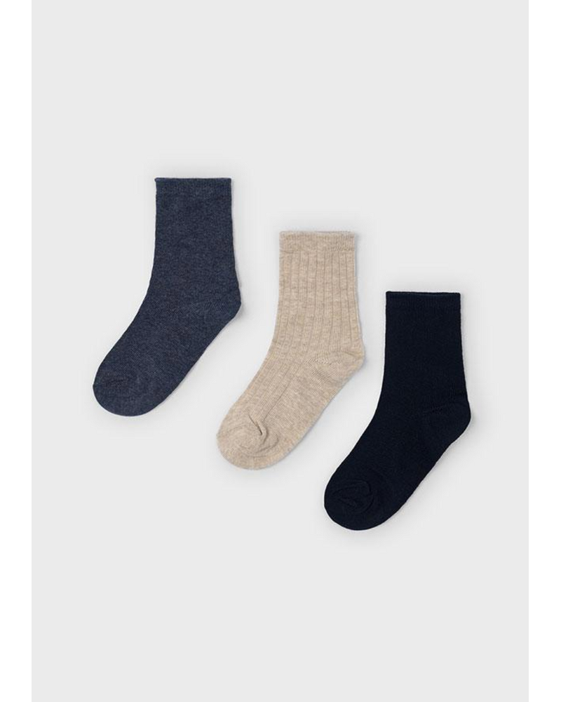 Mayoral 10051 3 Pk Socks {Ivory/Denim/Nvy}