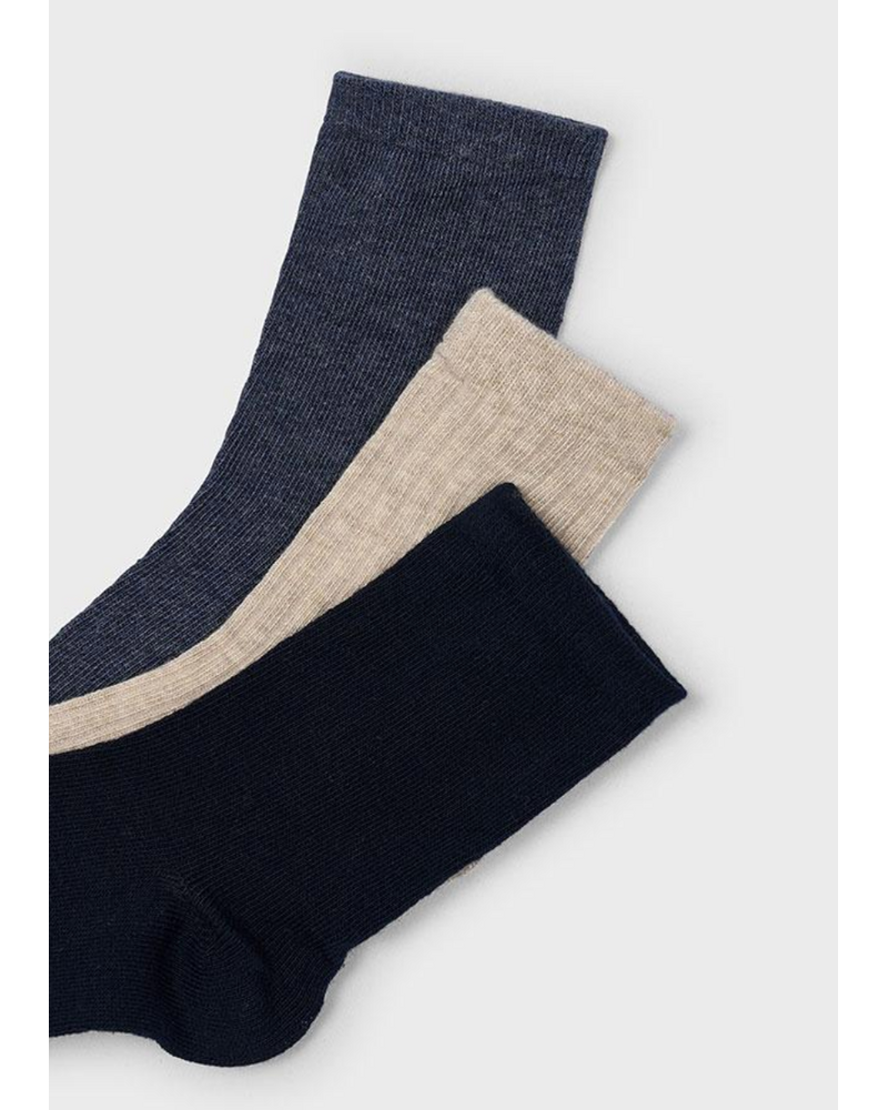 Mayoral 10051 3 Pk Socks {Ivory/Denim/Nvy}