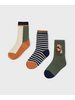 Mayoral 3 Pk Socks {Olv/Nvy/Org}