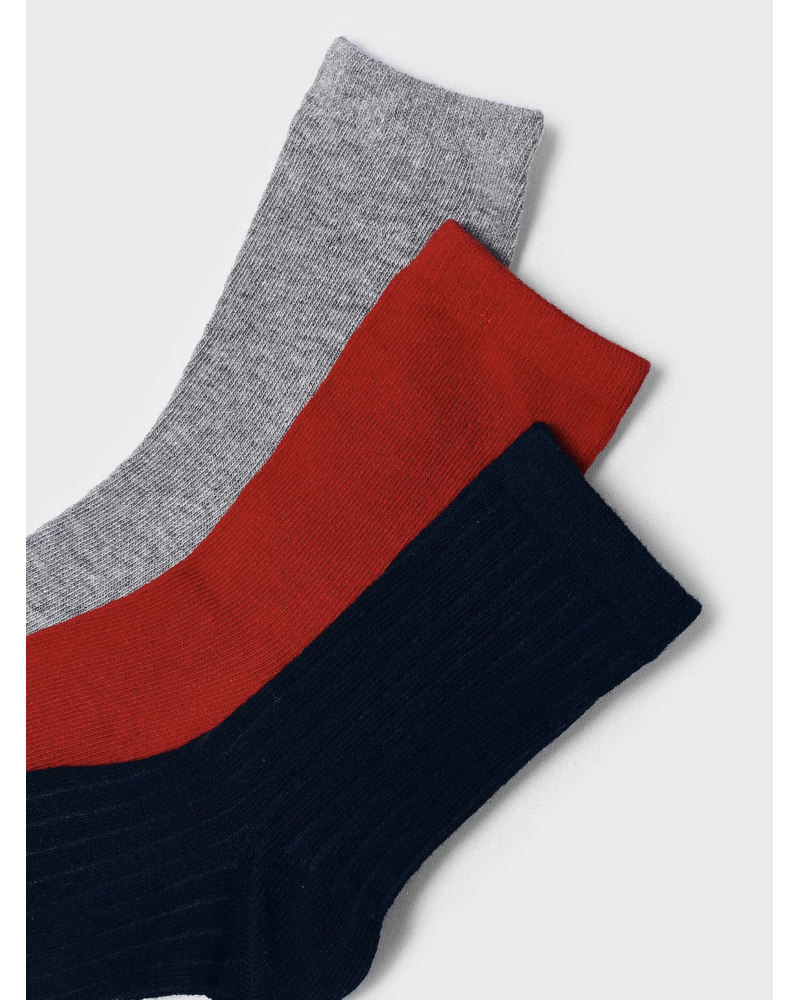 Mayoral 3 Pk Socks {Nvy/Red/Gry}