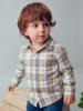 Mayoral Plaid L/S Button Up & Jean Set {Wht/Blue/Tan}