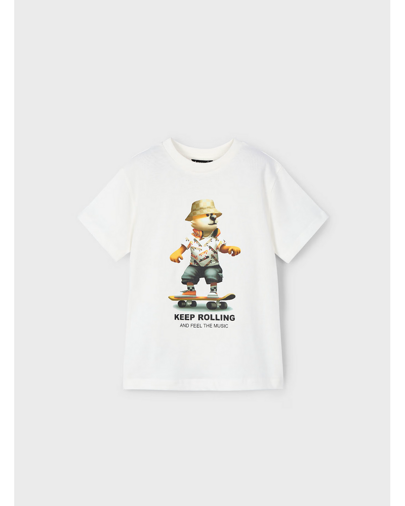 Mayoral Skateboard Shirt w/ Swim Trunk Set {White/Graphite}