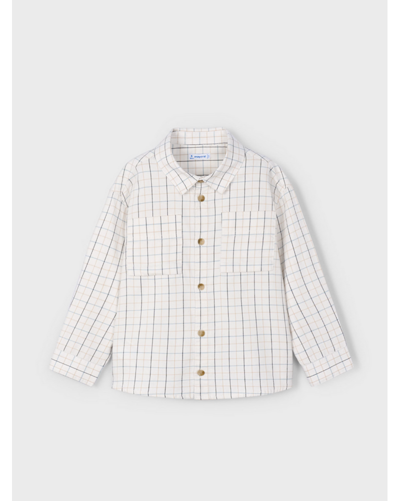 Mayoral Plaid Shirt/Pant Set {Crm/Blk/Denim/Grey}