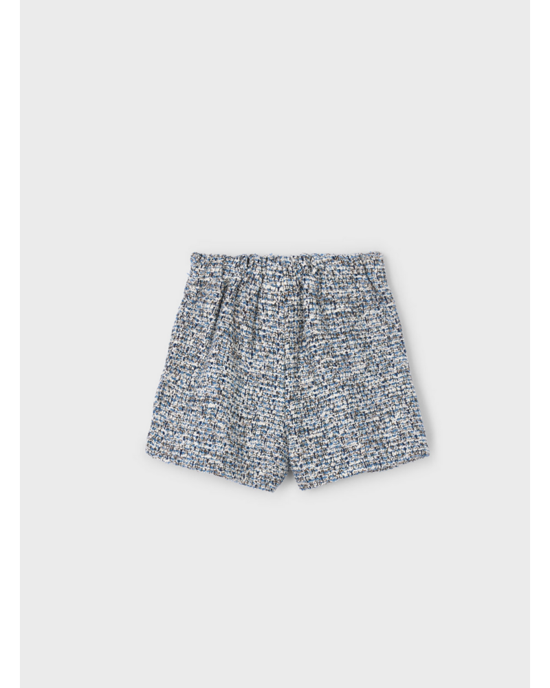 Mayoral 4133/4224 L/S Blouse and Tweed Shorts Set {Ivory/Blue}