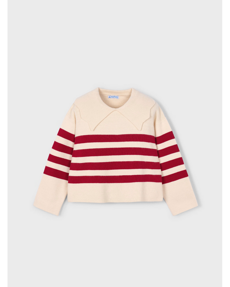 Mayoral Stripe Sweater/Jean  Set {Crm/Red/Denim} Tween