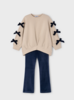 Mayoral Bow Shirt Jogging Set {Tan/Navy}