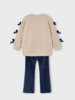 Mayoral Bow Shirt Jogging Set {Tan/Navy}