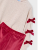 Mayoral Bow Shirt Jogging Set {Tan/Cherry}