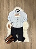 L/S Dress Shirt {Pale Blue Circles/Org}