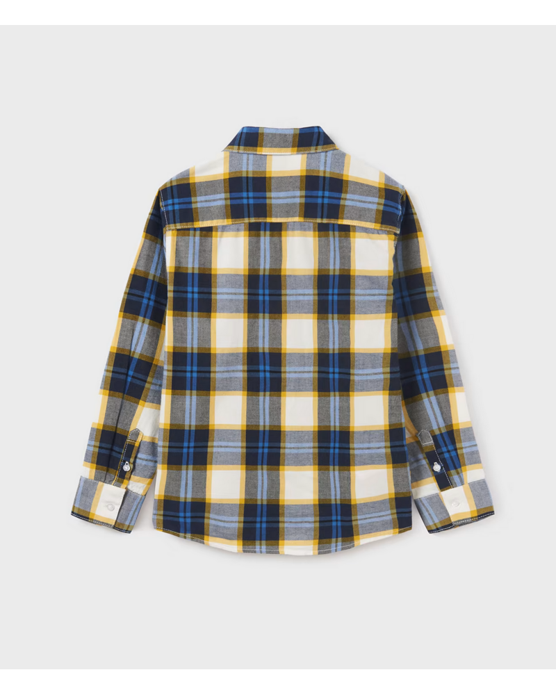 Mayoral Plaid L/S Shirt {Nvy/Sky/Wht} Tween