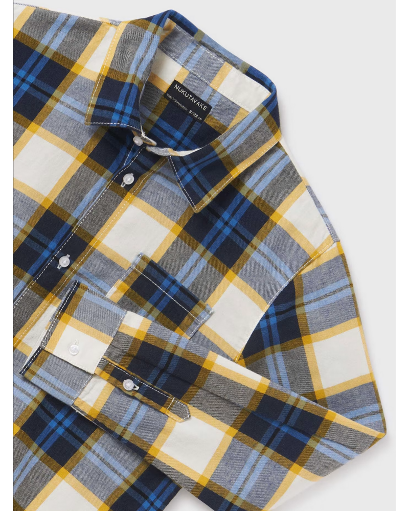 Mayoral Plaid L/S Shirt {Nvy/Sky/Wht} Tween