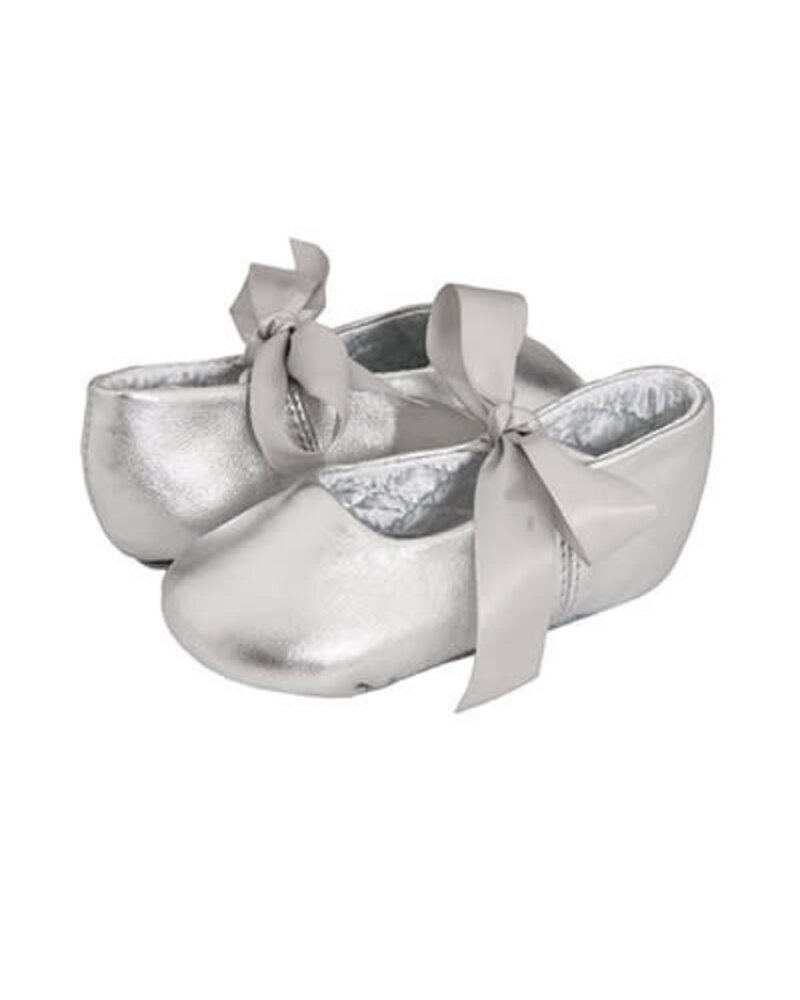 Baby Deer Sabrina Leather Ballet Flats - Crib {Silver}