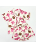 Blended Spirits Football Bows Silky Pajamas Shorts Set {Ivory/pink}