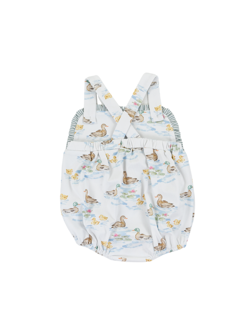 Cypress Row 253850S Darling Ducks Sarabeth Sunsuit {White/Sage}