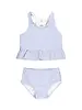 Ruffle Butts Seersucker Peplum Tankini 2 Piece Swimsuit w/ Ruffles {Periwinkle/Wht} S25