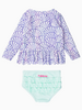 Ruffle Butts Magical Mermaid Scallop Hem LS Rash Guard 2Pc w/ Ruffles {Lav/Mint}